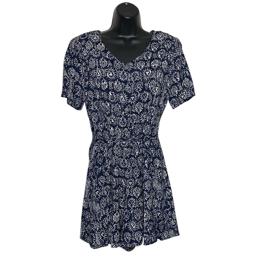 Vintage The Limited Romper Womens XS Blue Floral Boho Tie Waist Romantic Preppy